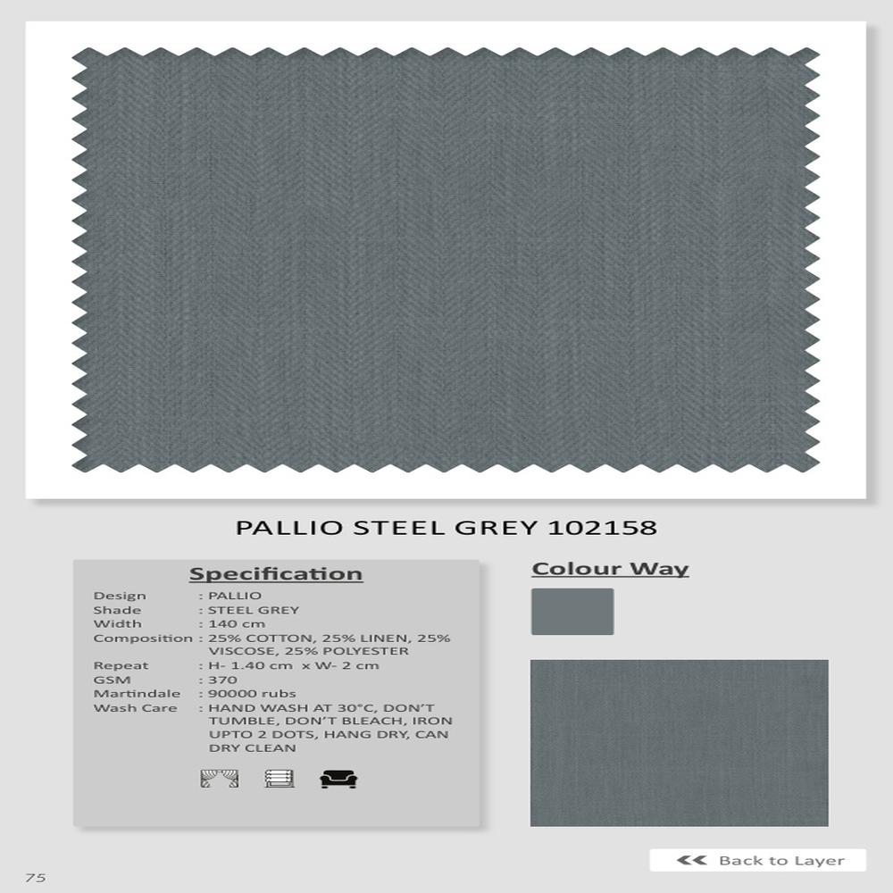 Pallio Steel Grey Plain Fabric - 102158