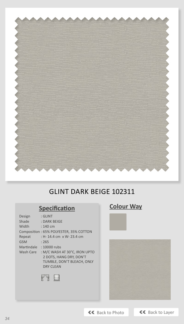 Glint Dark Beige 102311 Plain Fabric | Quality Textiles