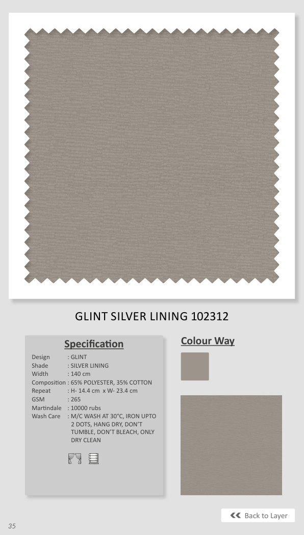 GLINT SILVER LINING 102312 Plain Fabric - High-Quality Material