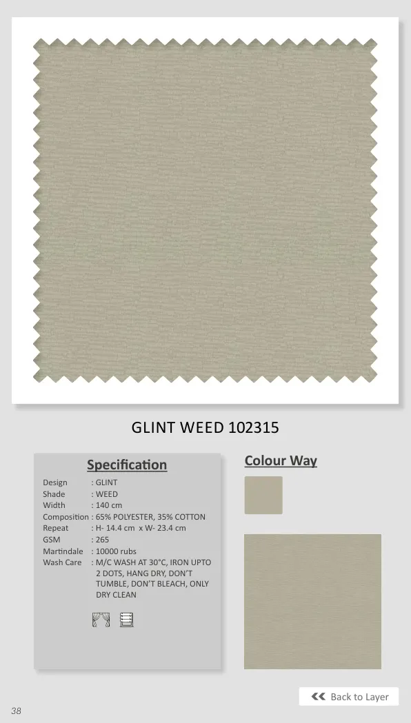 GLINT WEED 102315 Plain Fabric - Premium Quality Material