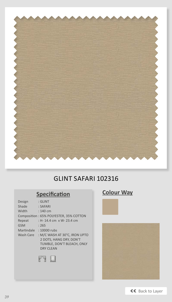 Glint Safari 102316 Plain Fabric - Premium Quality for Home Decor