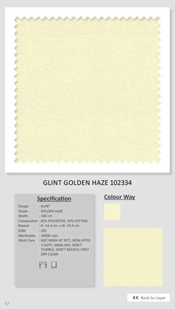 Glint Golden Haze Fabric - Plain 102334