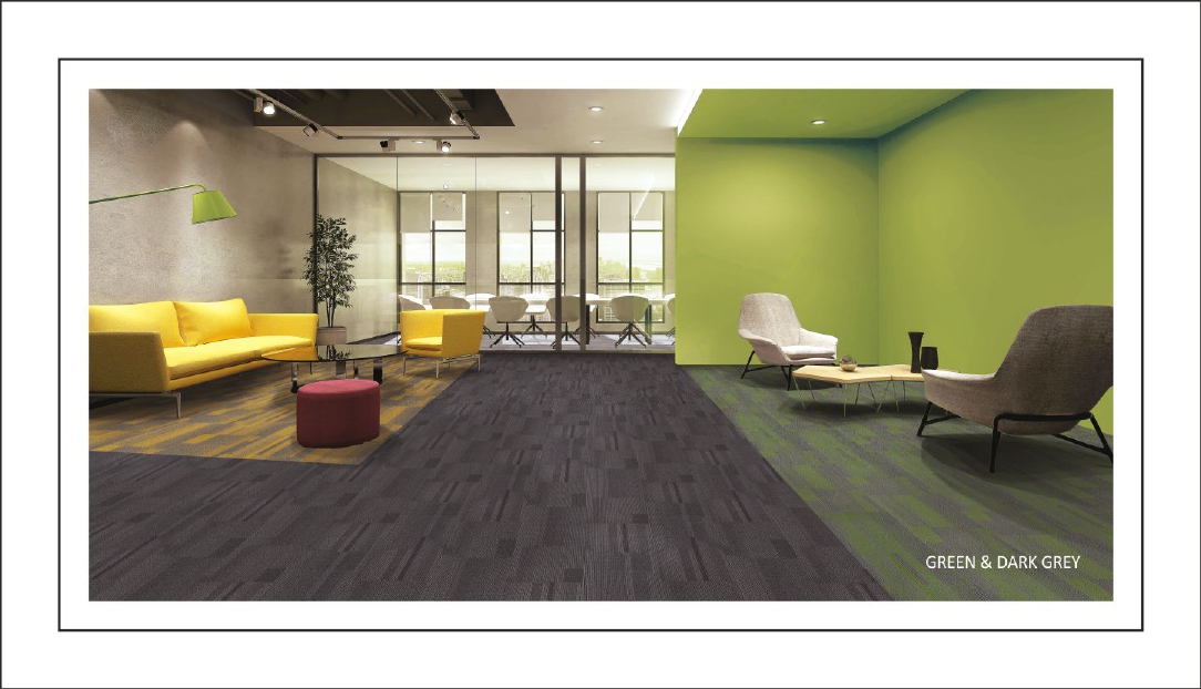 Green & Dark Grey Excel Cloud Carpet Tile