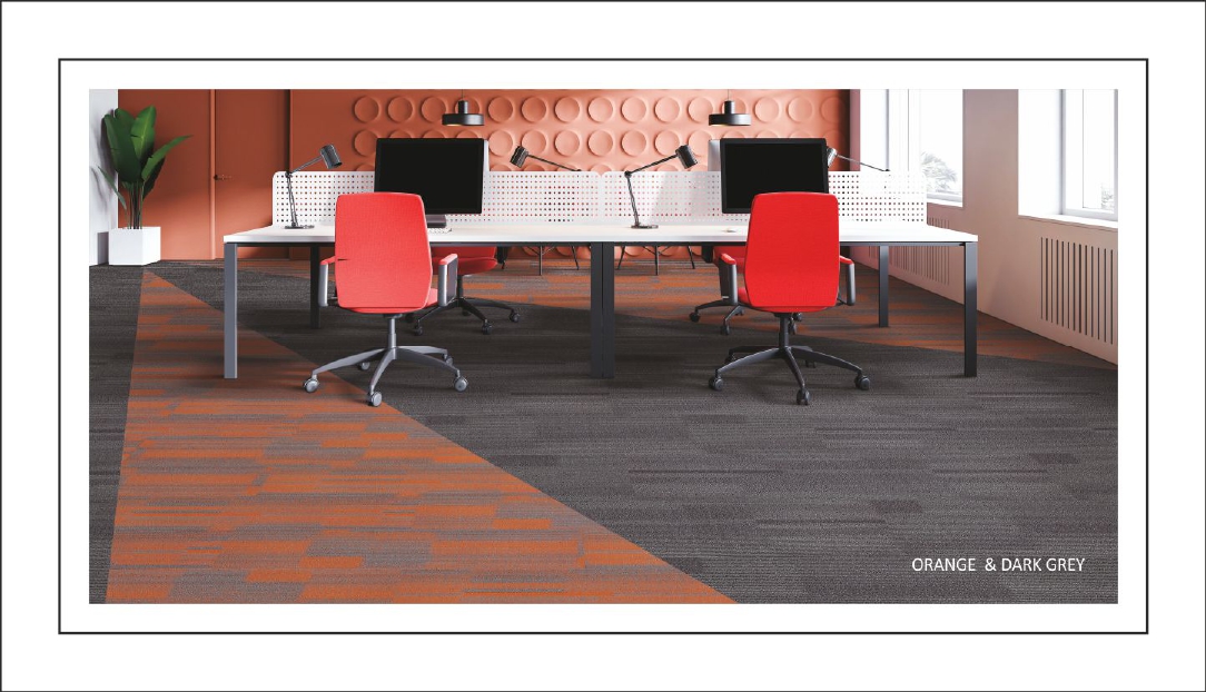 Orange & Dark Grey Excel Cloud Carpet Tile - Excel Import