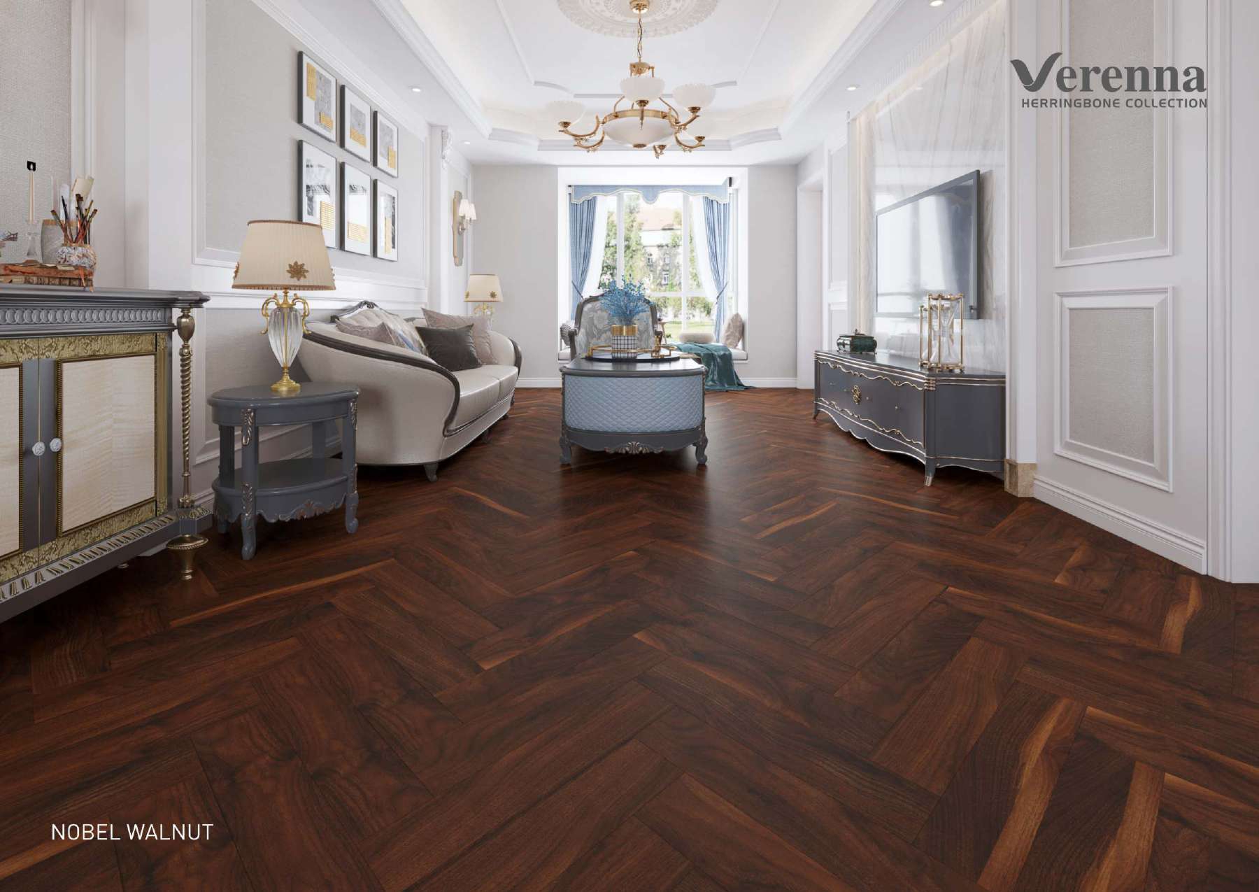 600x100x8.3mm Nobel Walnut Farsh Herringbone Flooring