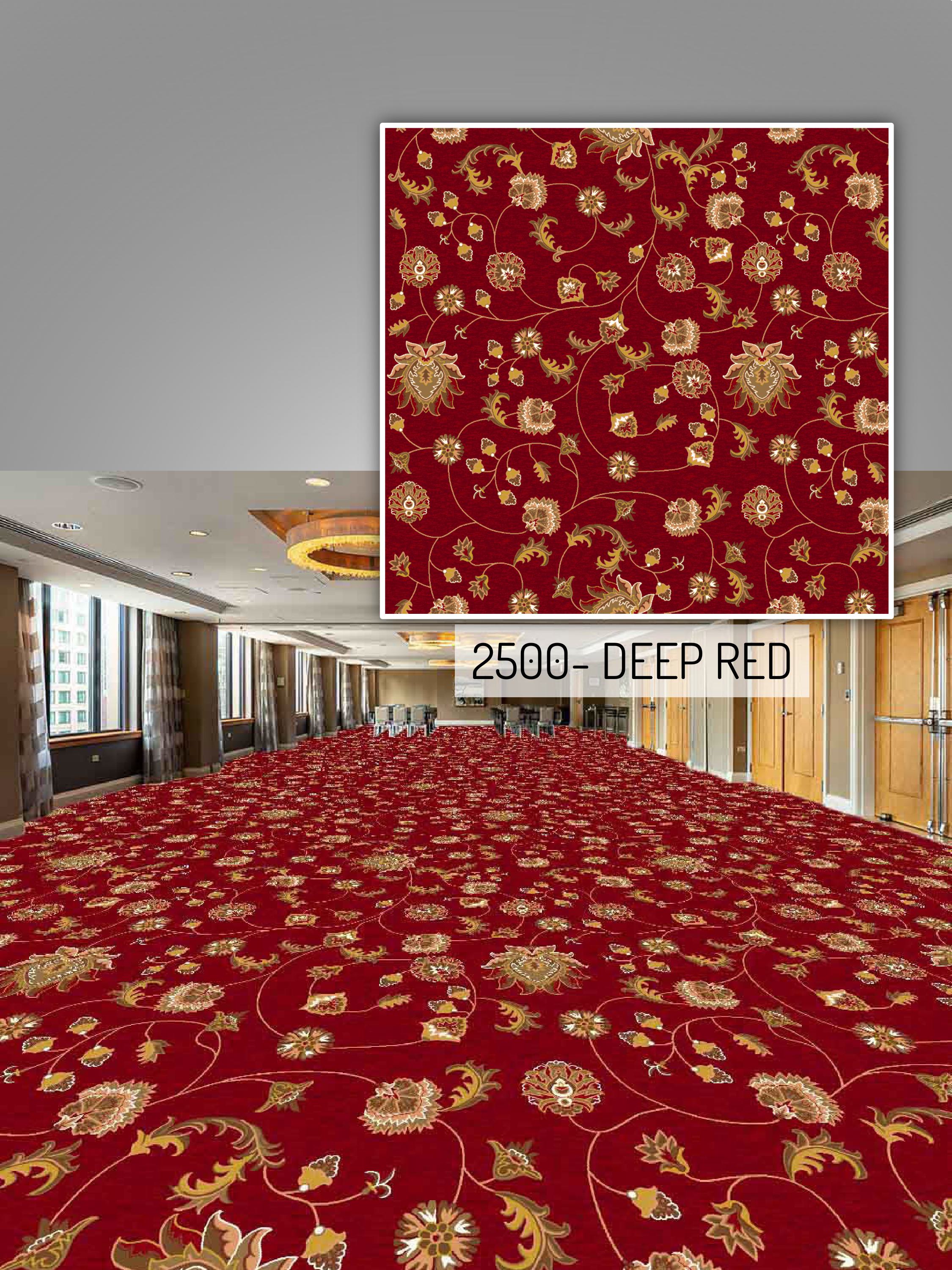 2500-Deep Red Flora Carpet Roll - Elegant & Durable