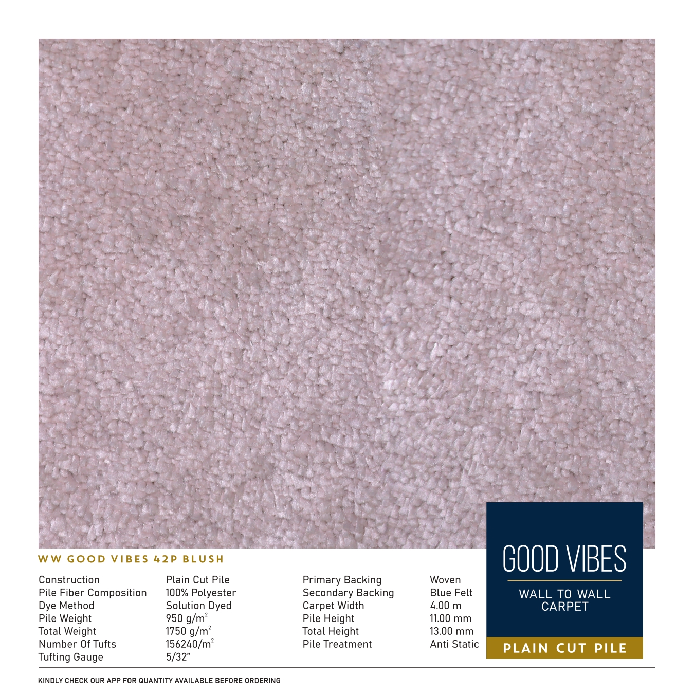 WW Good Vibes 42P Blush Carpet Tile – Stylish & Durable