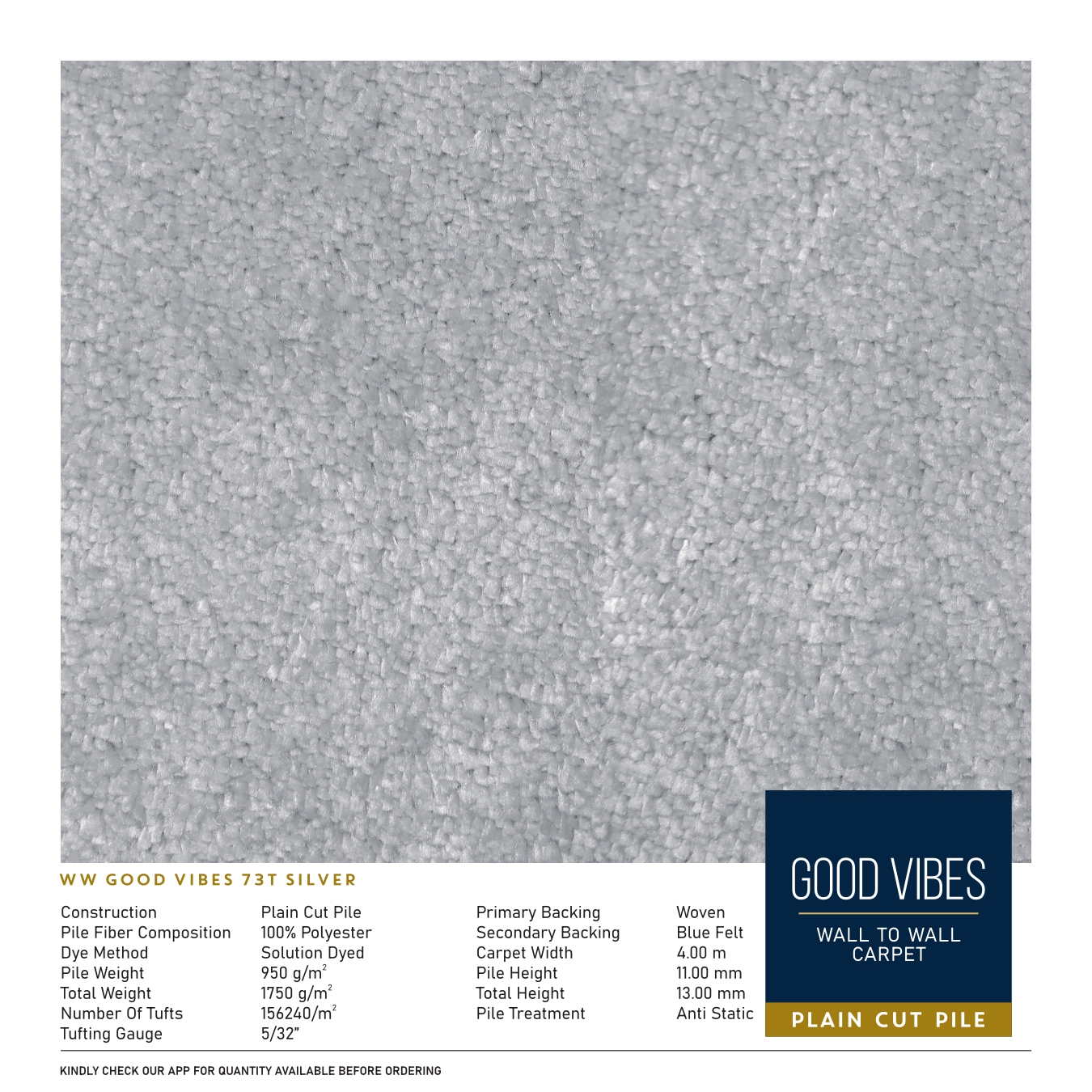 WW Good Vibes 73T Silver Carpet Tile – Stylish & Durable