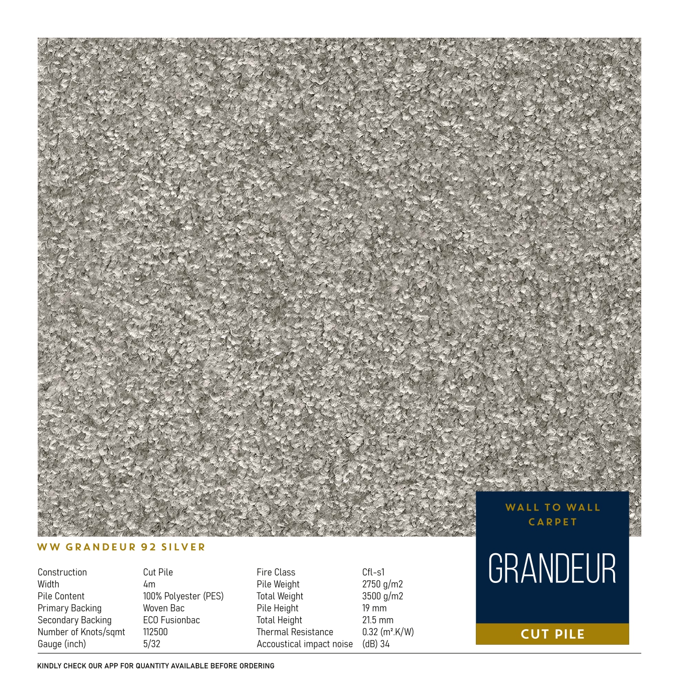 WW Grandeur 92 Silver Carpet Tile – Stylish & Durable