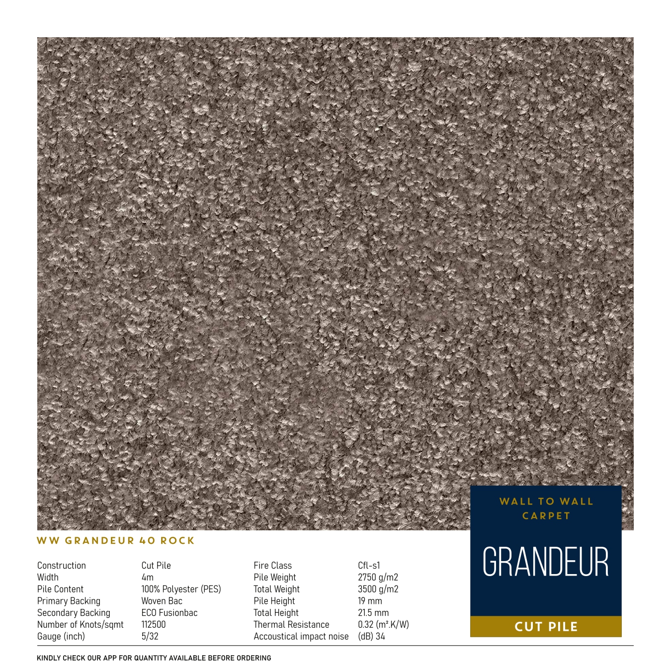 WW Grandeur 40 Rock Carpet Tile – Stylish & Durable