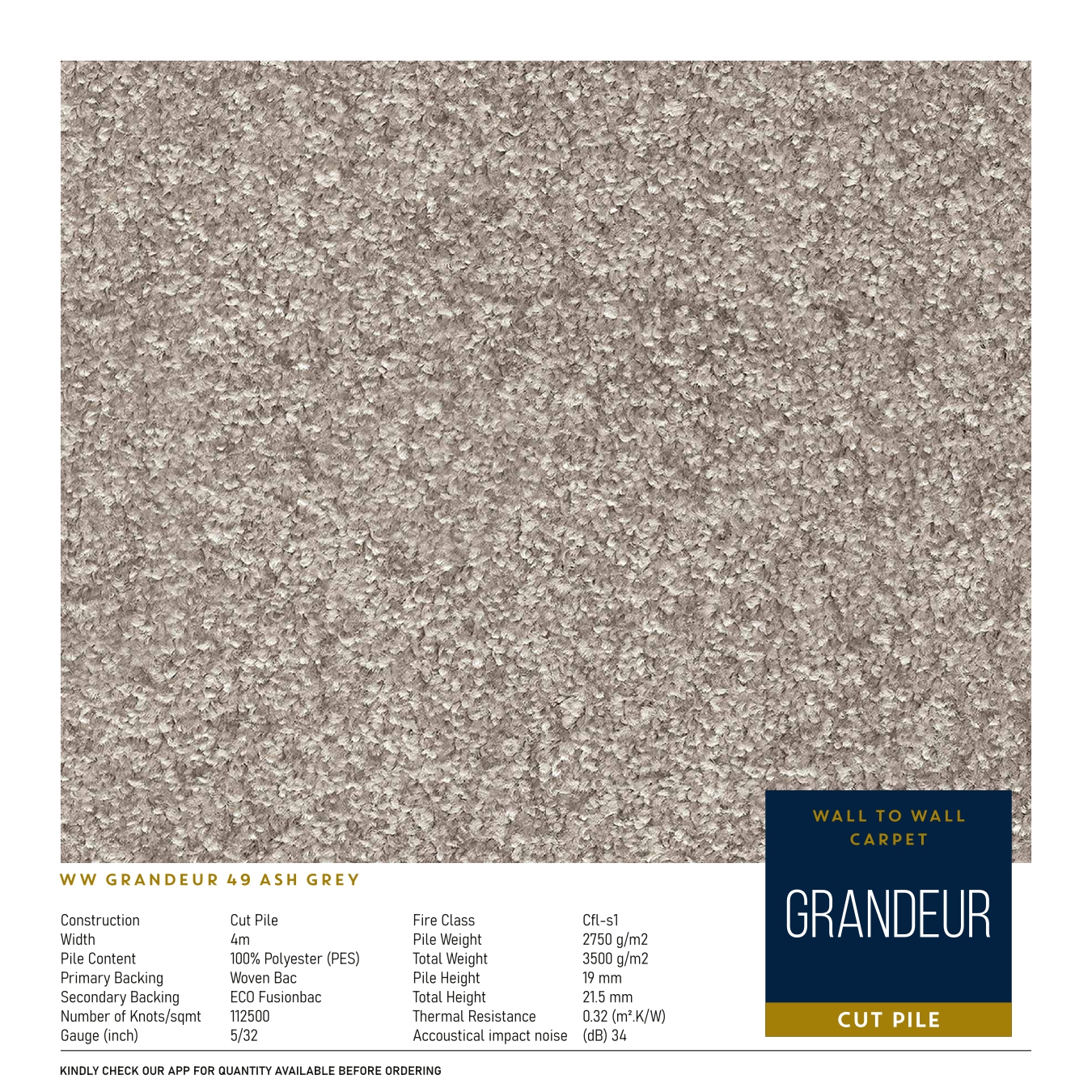 WW Grandeur 49 Ash Grey Carpet Tile – Stylish & Durable