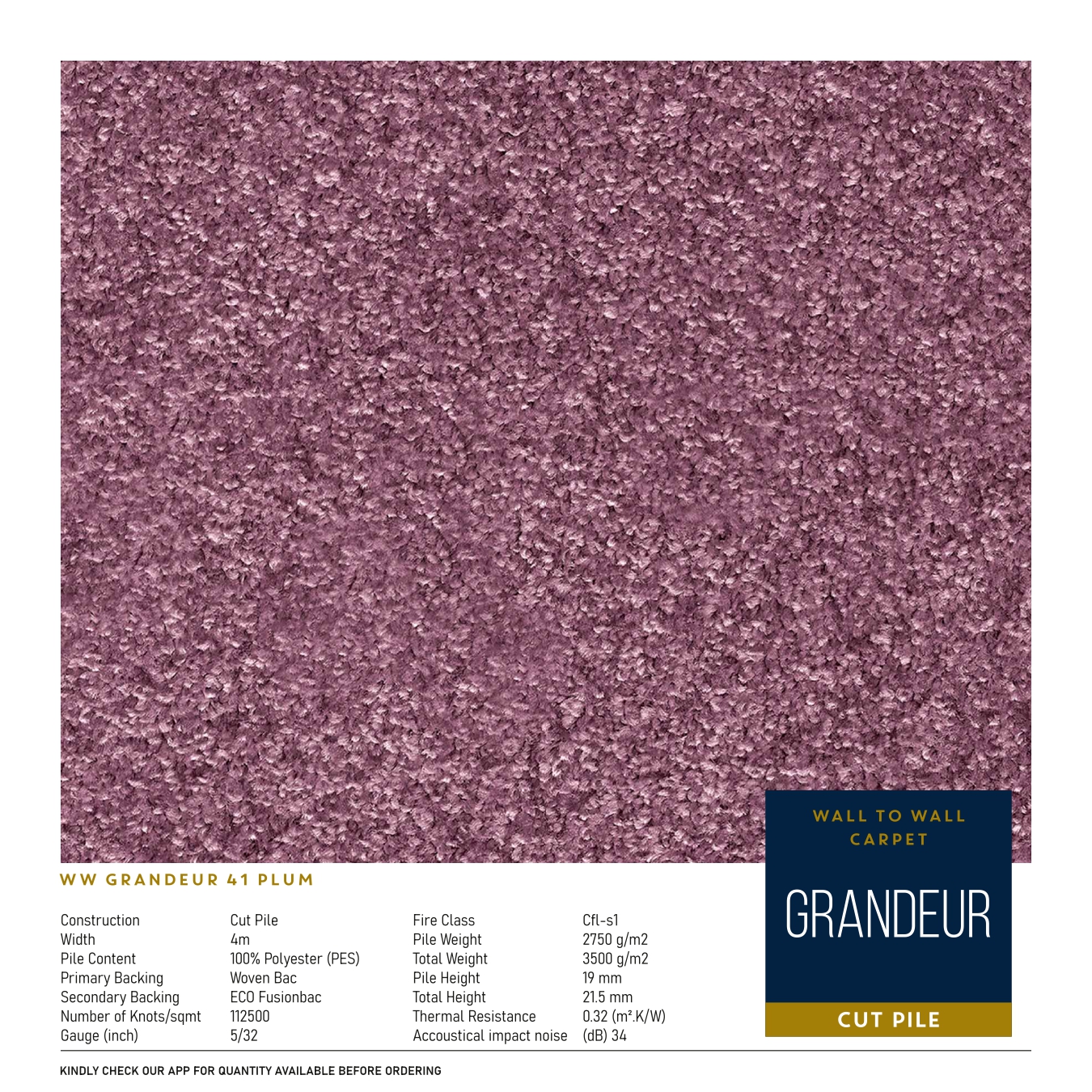 WW Grandeur 41 Plum Carpet Tile – Stylish & Durable