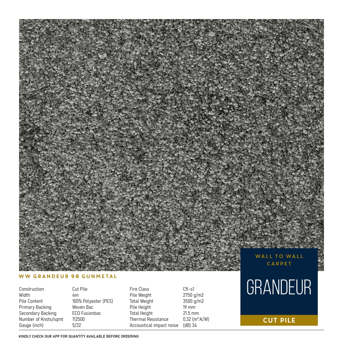 WW Grandeur 98 Gunmetal Carpet Tile – Stylish & Durable