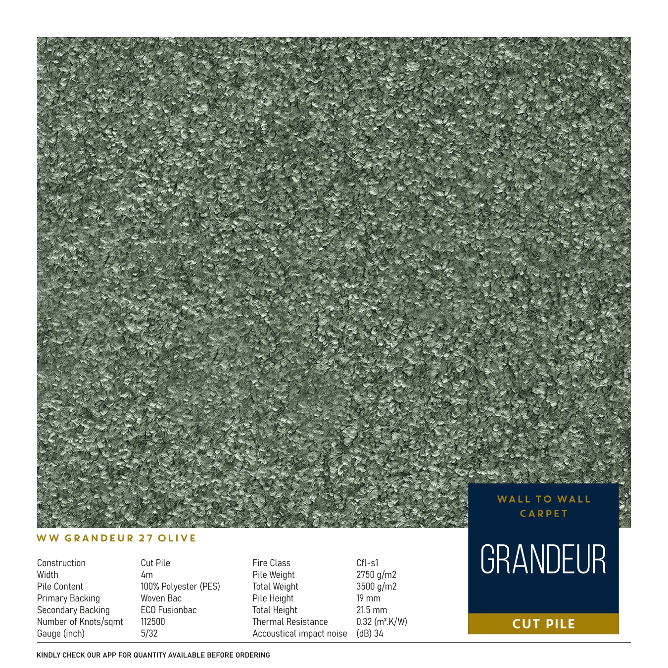 WW Grandeur 27 Olive Carpet Tile – Stylish & Durable