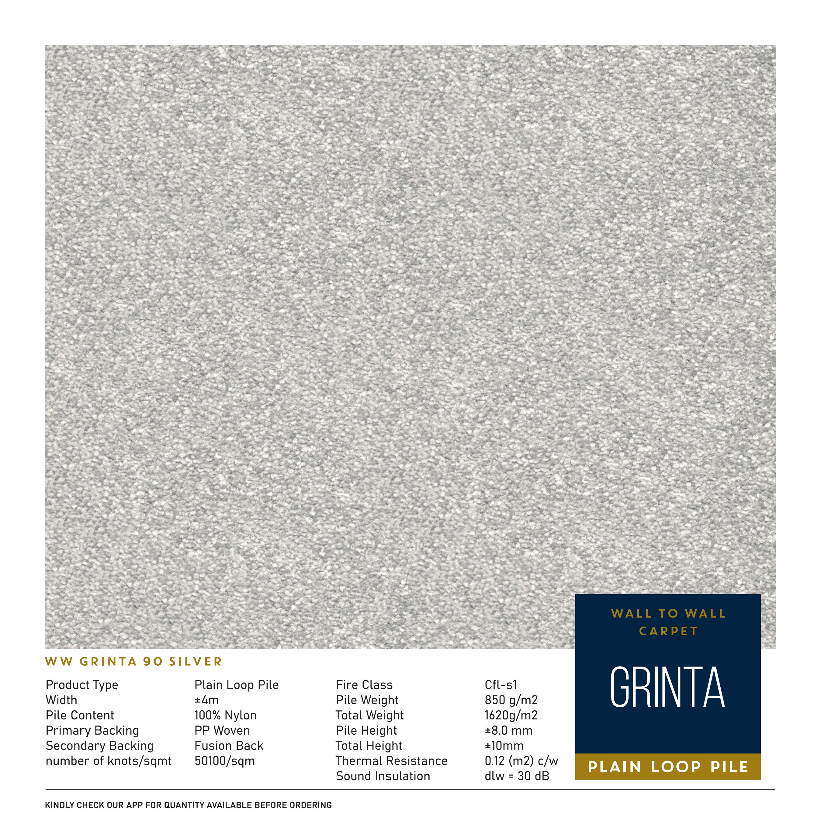 WW Grinta 90 Silver Carpet Tile – Stylish & Durable