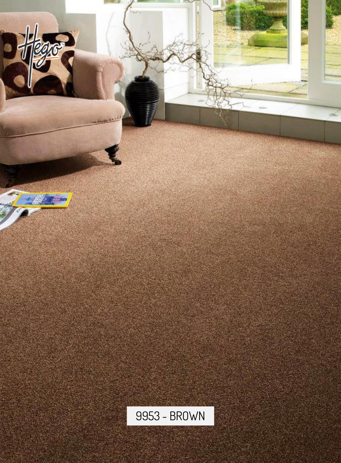 9953 - BROWN  Hego Shine Carpet Roll - Durable and Stylish Flooring