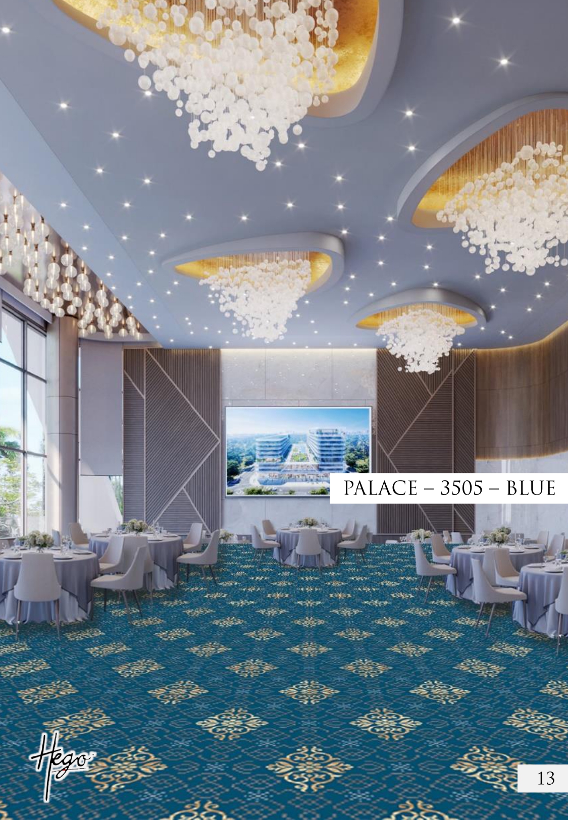 Palace 3505-Blue Hego Wilton Carpet Roll - Elegant Design