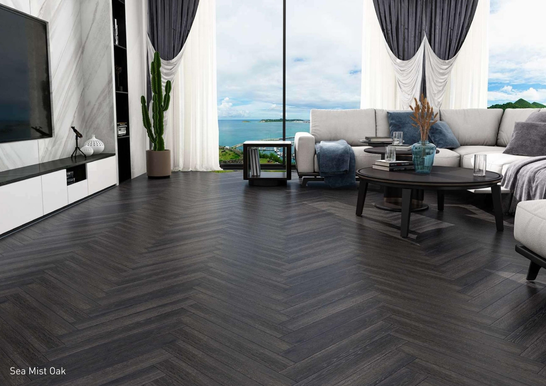 606*101*8.3 mm Sea Mist Oak Farsh Herringbone Flooring