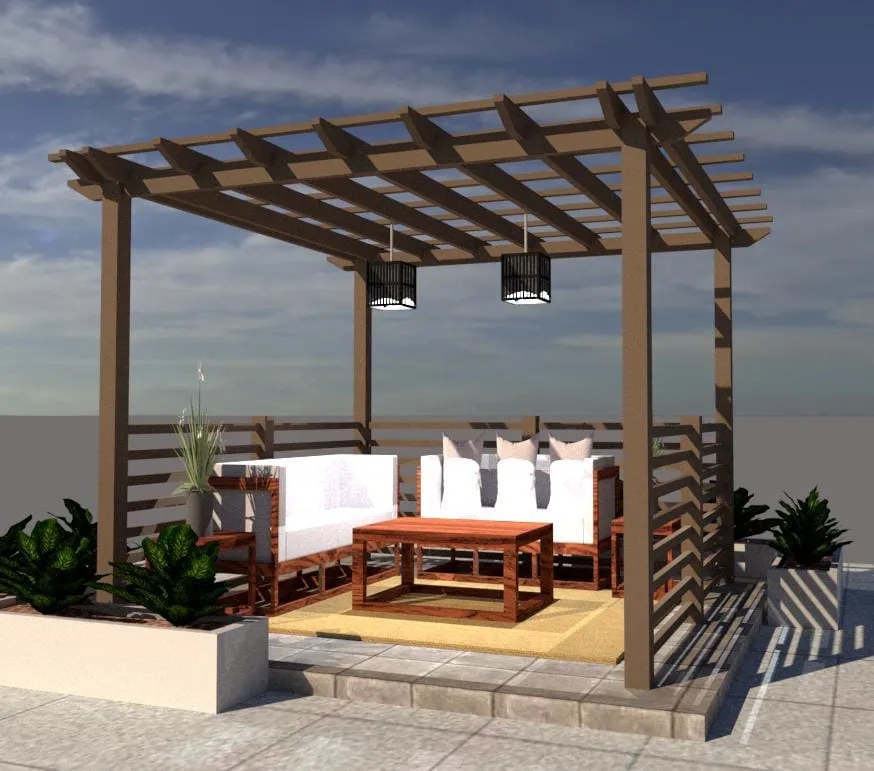 Modern Pergola 3D-15 | Stylish Outdoor Structure for Gardens