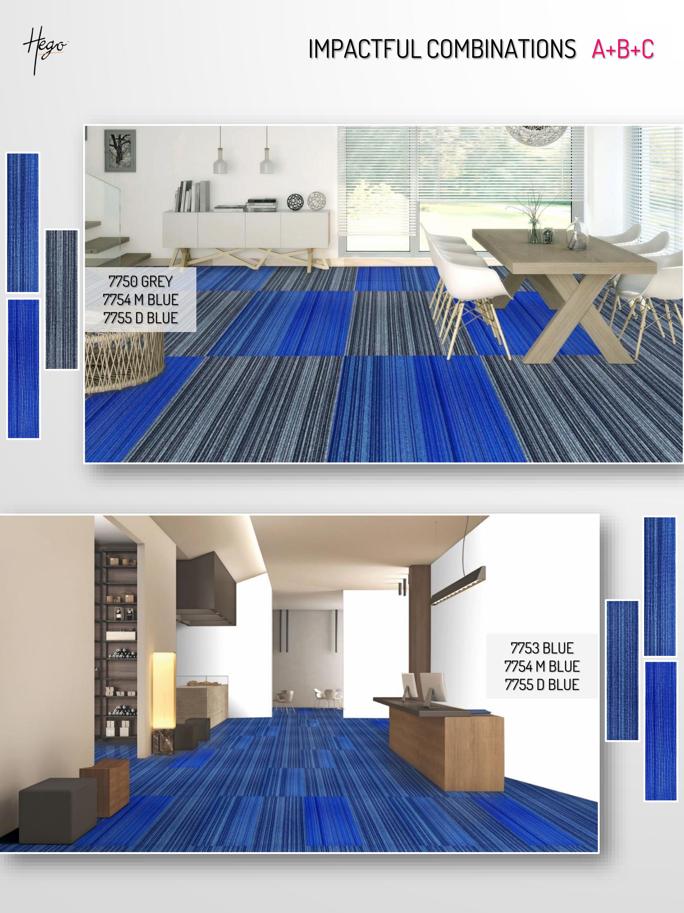 Impact Carpet Tile - Grey, M Blue, D Blue