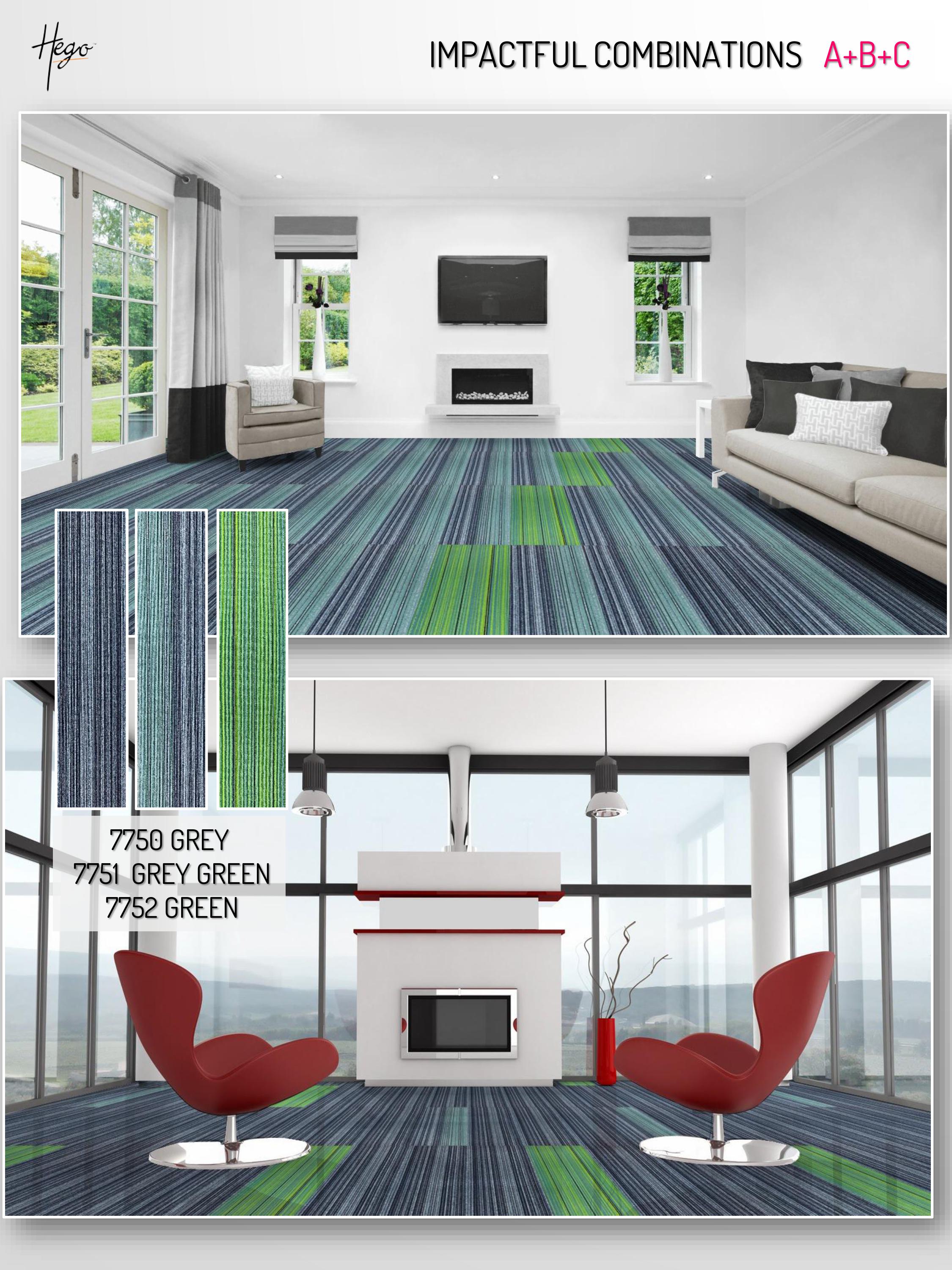 Impact Carpet Tile - Grey & Green