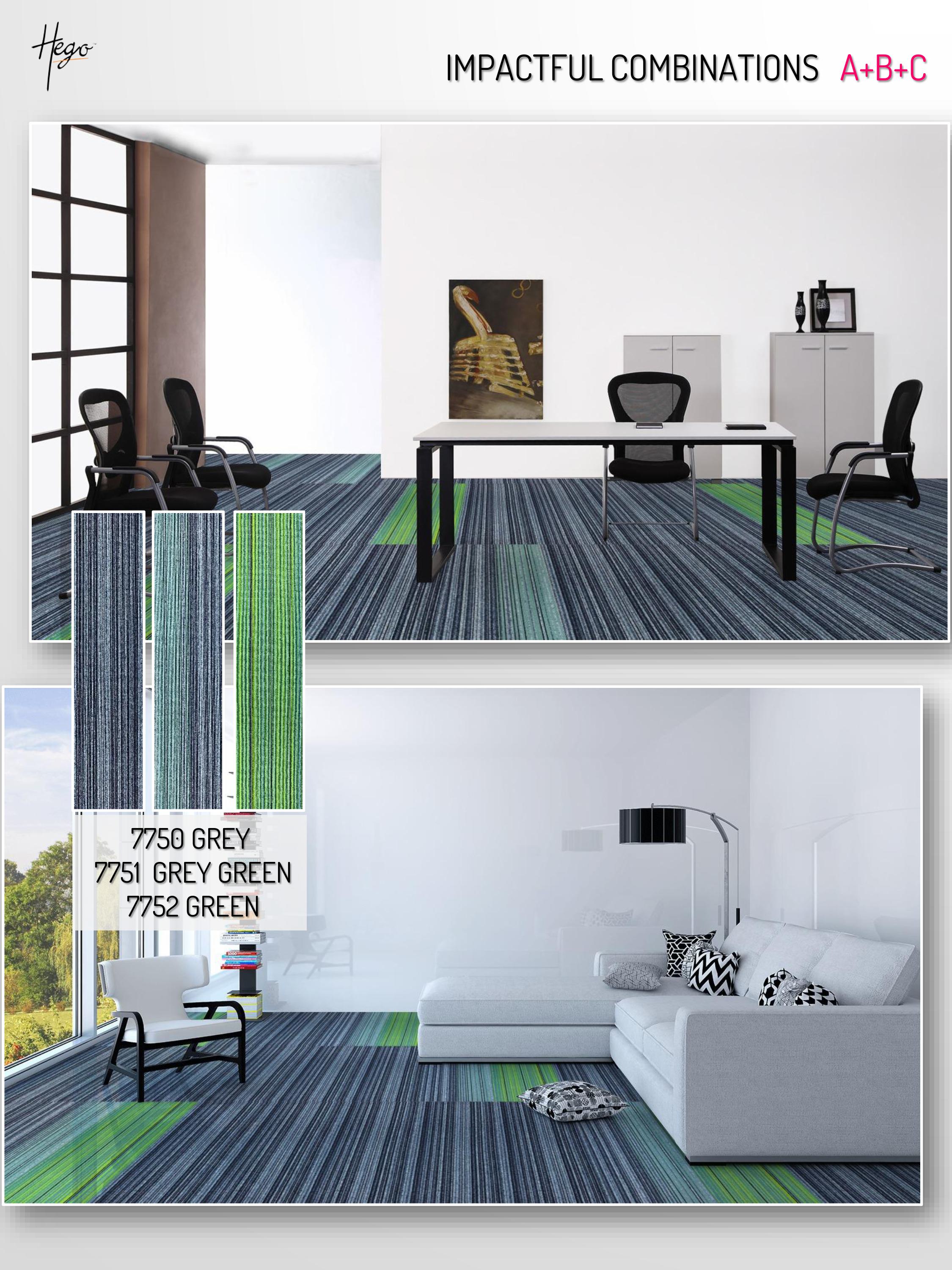 Impact Carpet Tile - Grey & Green - Durable Flooring