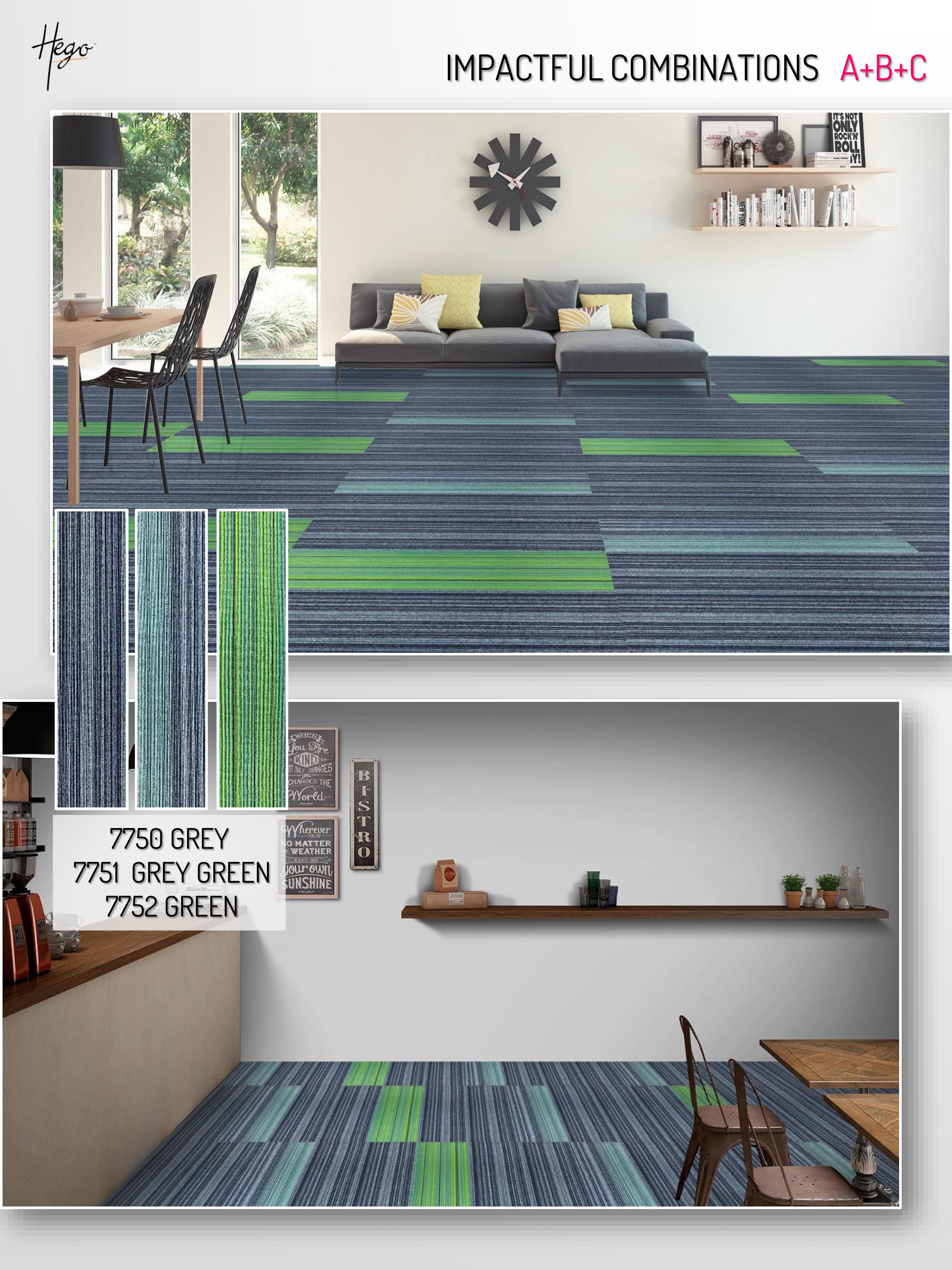 Impact Carpet Tile - Grey & Green | Durable Flooring Solution