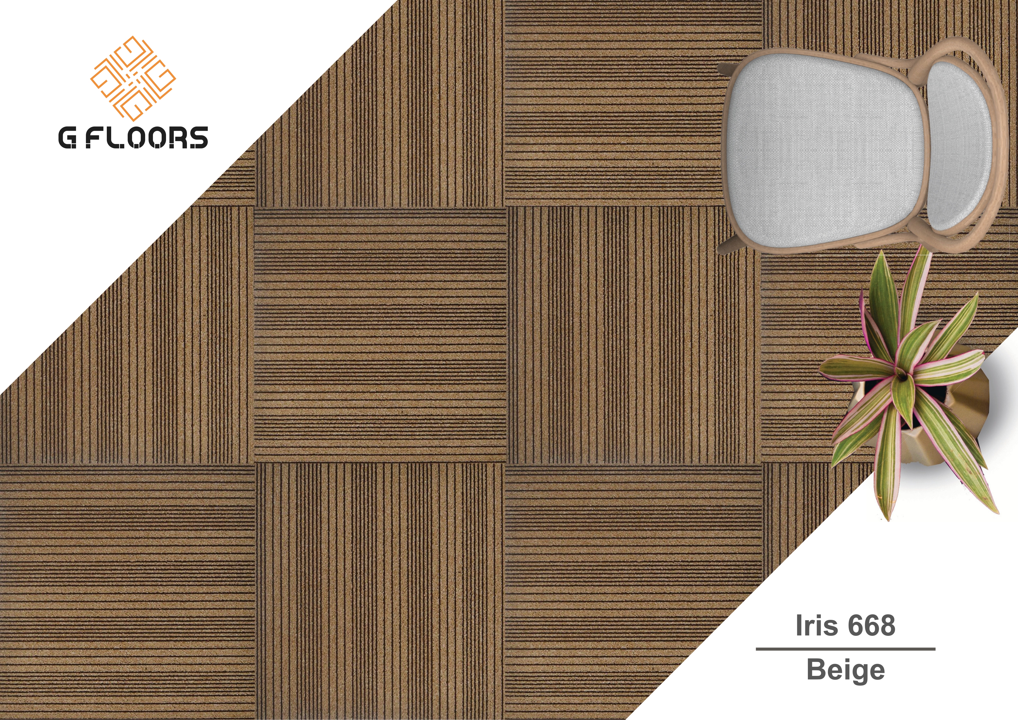 Iris Carpet Tile 668 - Beige | Durable & Stylish Flooring