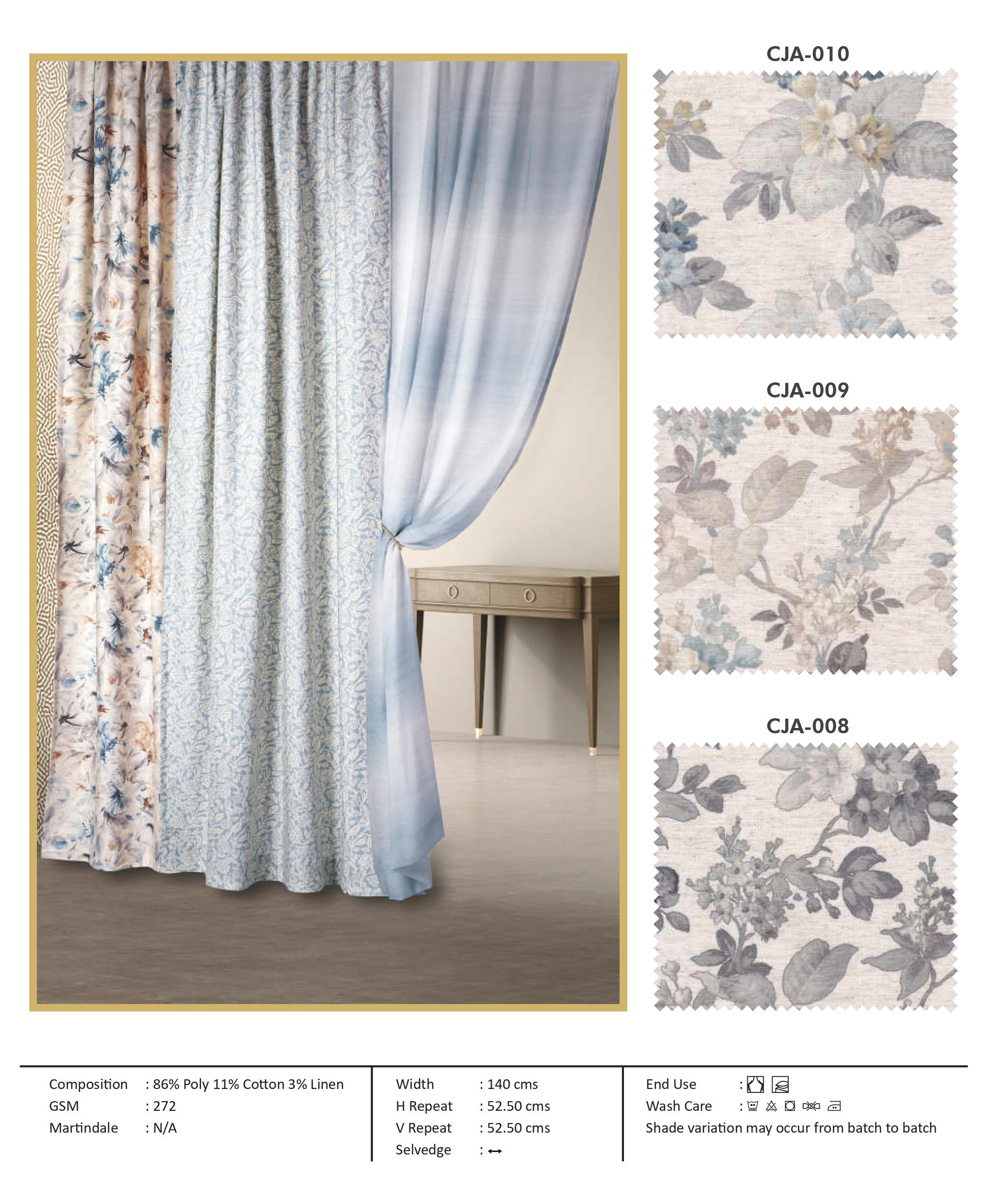 Elegant Jardin CJA-010 Printed Curtain Fabric - Home Décor