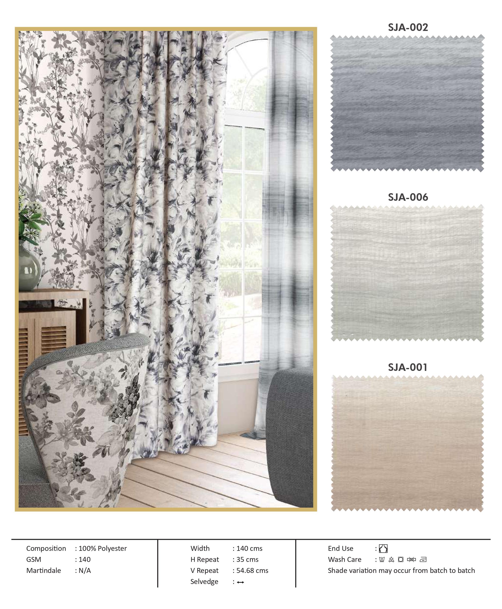 Jardin SJA-002 Elegant Printed Curtain Fabric