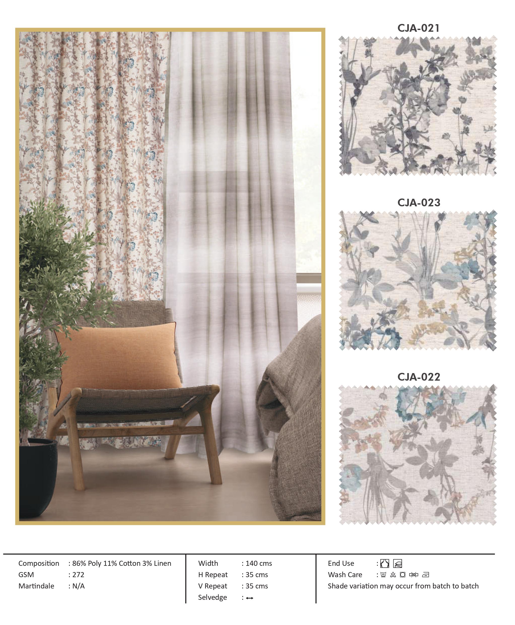 Jardin CJA-021 Elegant Printed Curtain Fabric