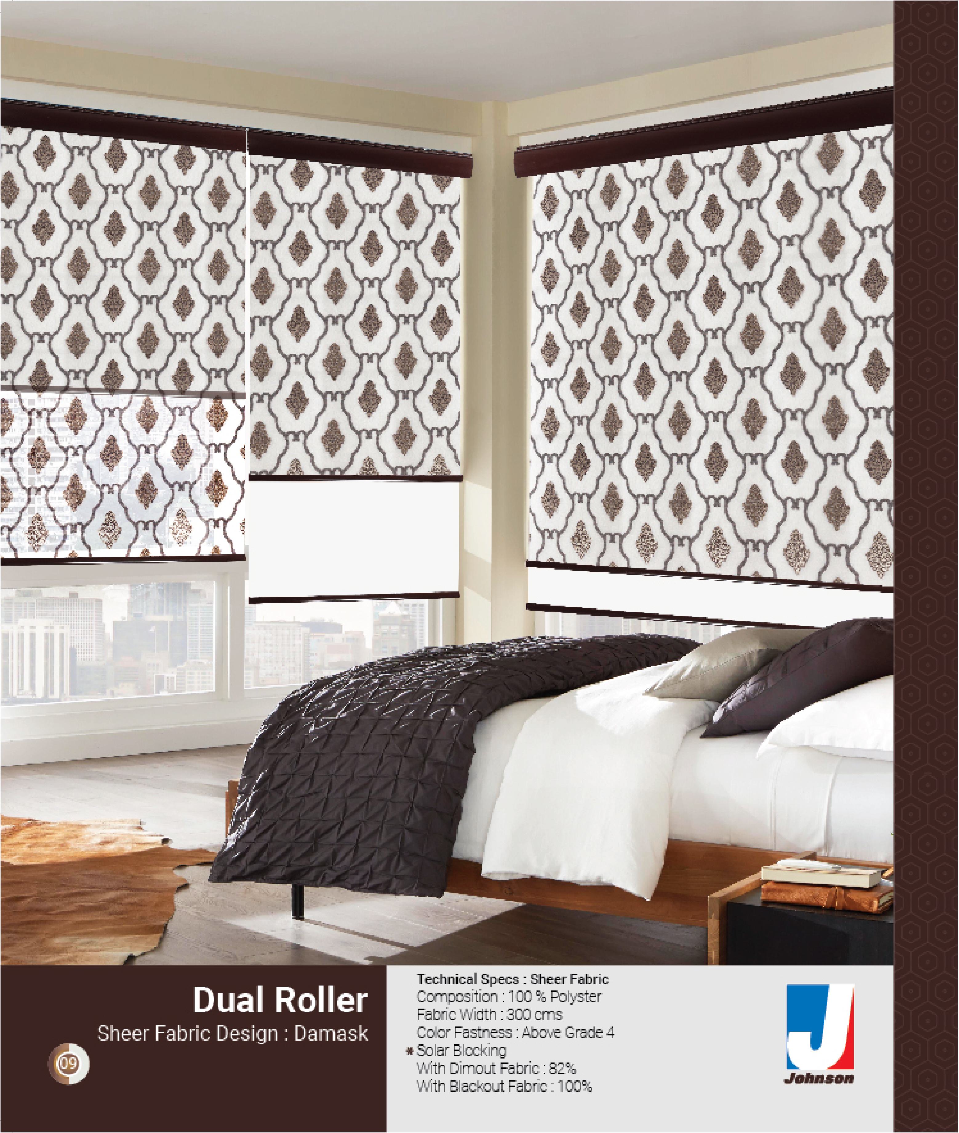 Elegant Damask Lines Dual Roller Blind