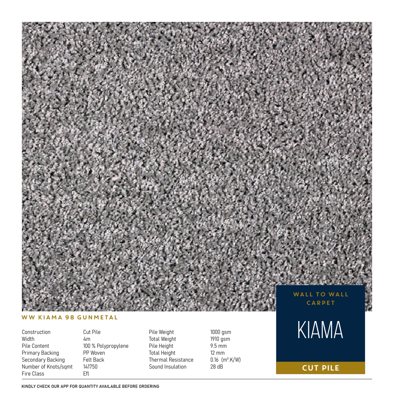 WW Kiama 98 Gunmetal Carpet Tile – Stylish & Durable