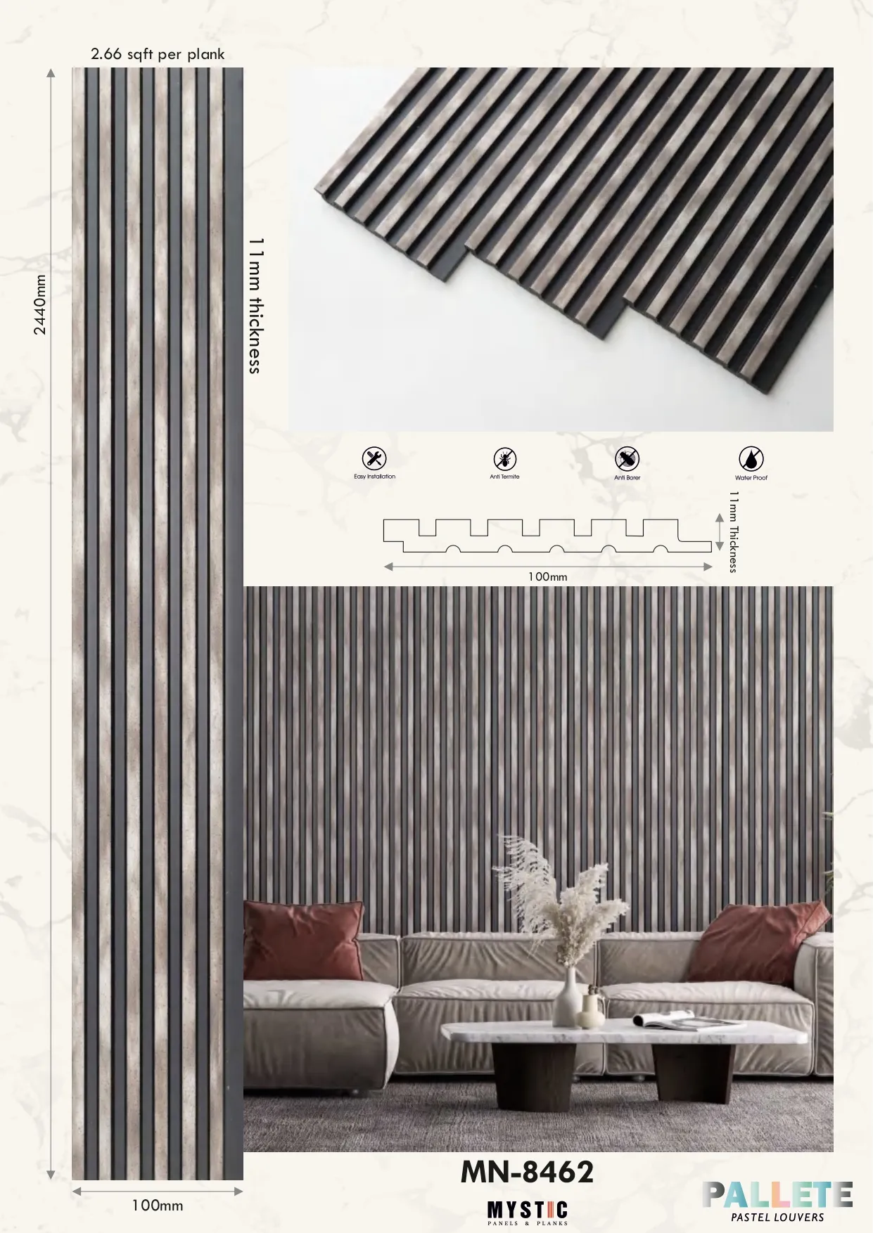 MN-8462 Charcoal Wall Louver Palette | Efficient Louver Design