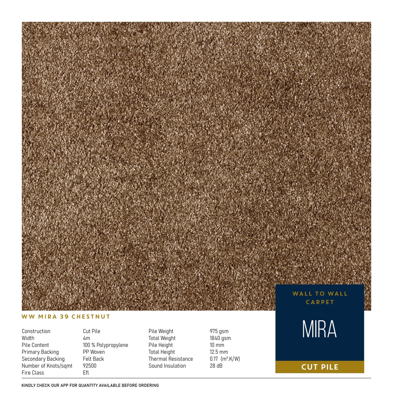 WW Mira Chestnut 39 Carpet Tile – Stylish & Durable