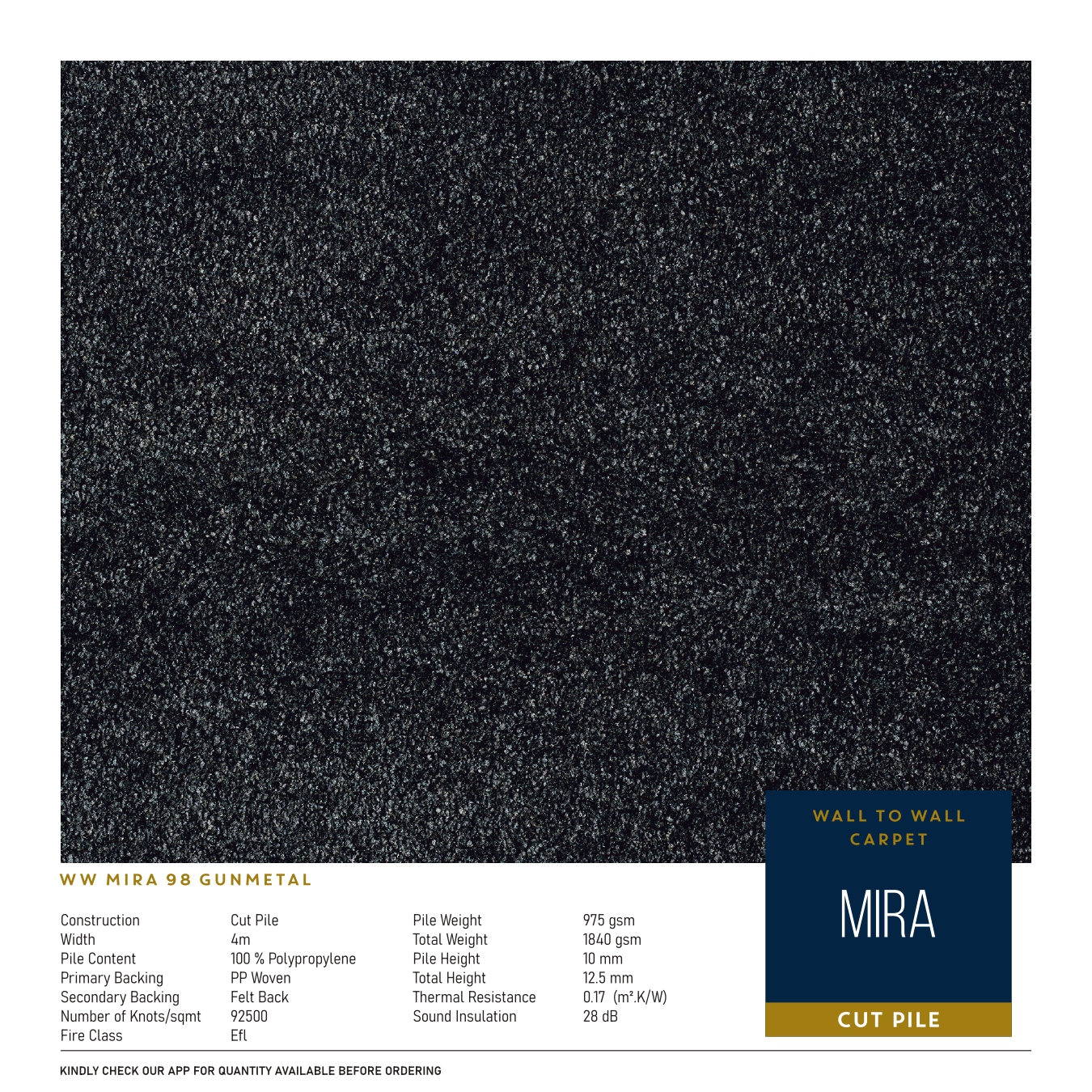 WW Mira Gunmetal 98 Carpet Tile – Stylish & Durable