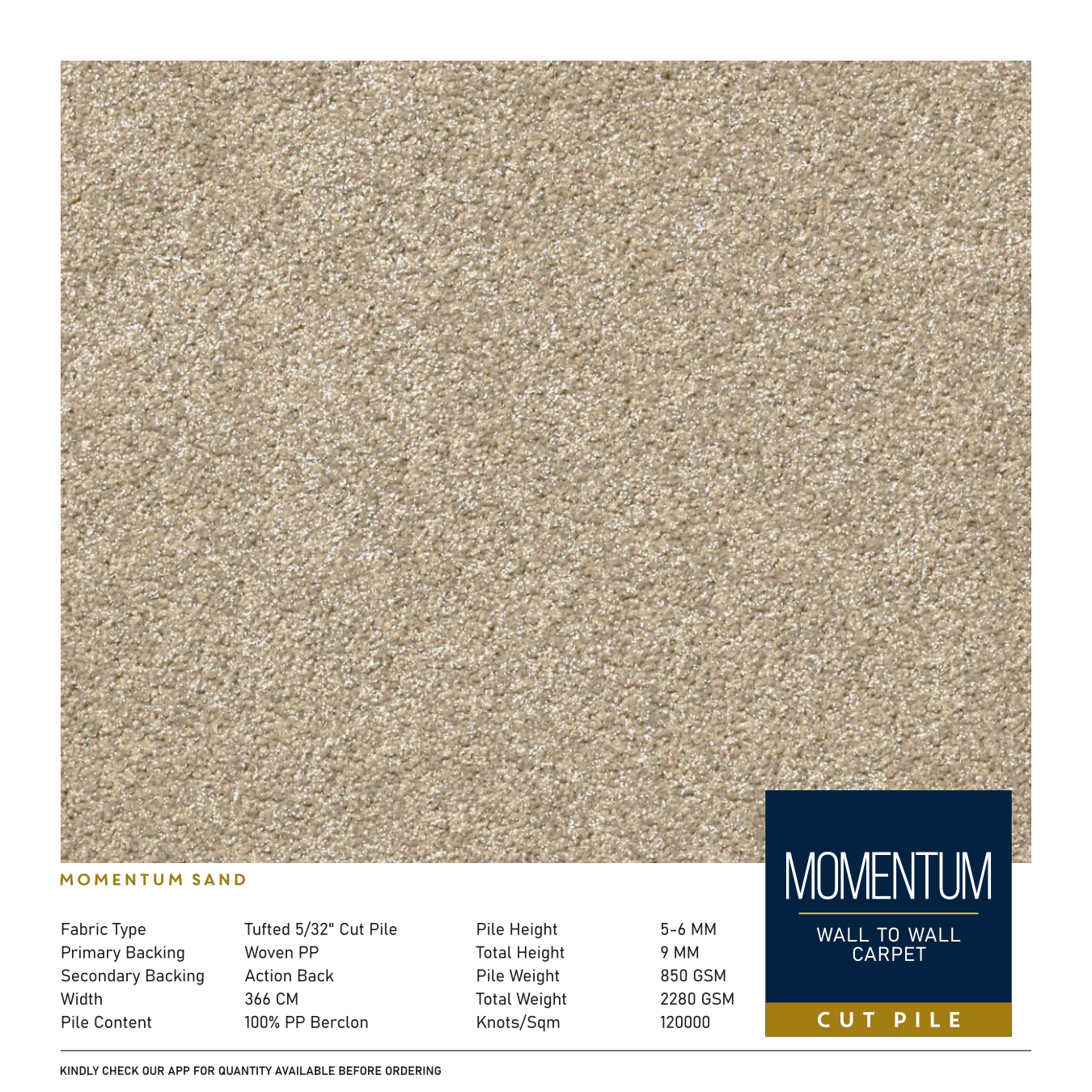 Momentum Sand Divine Carpet Tile - Durable & Stylish