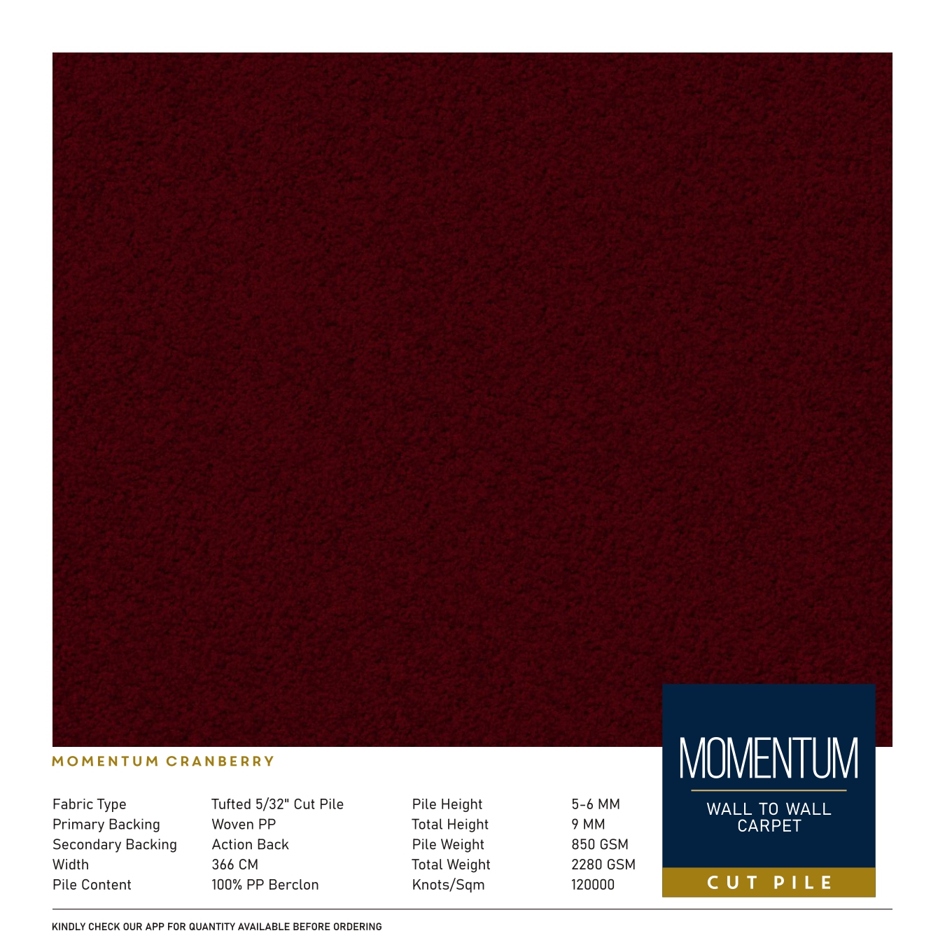 Momentum Cranberry Divine Carpet Tile - Durable & Stylish