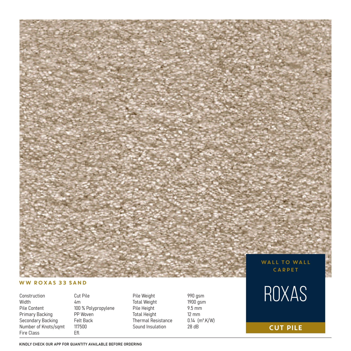 WW Roxas 33 Sand Carpet Tile – Stylish & Durable