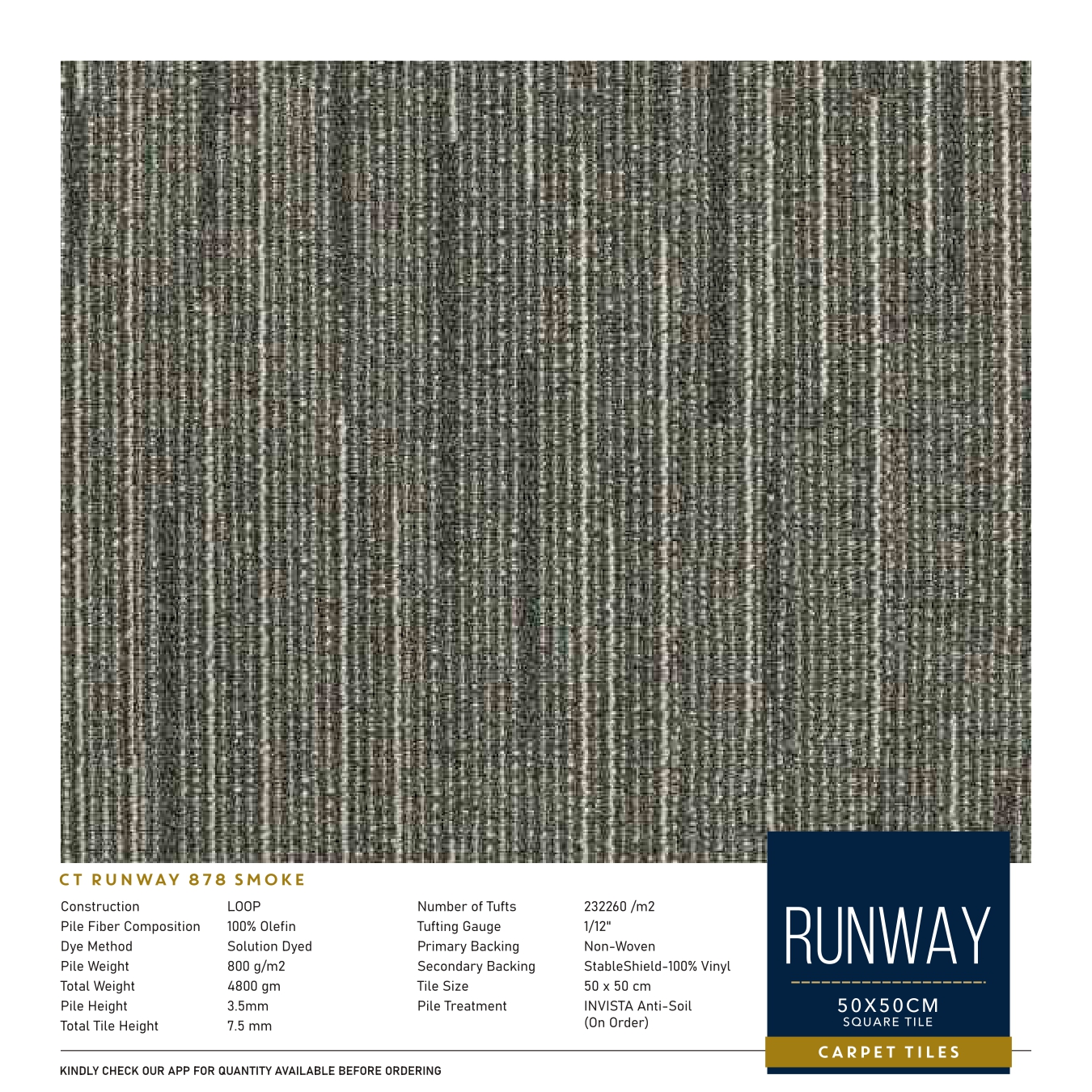 Runway 878 Smoke Carpet Tile – Divine Design