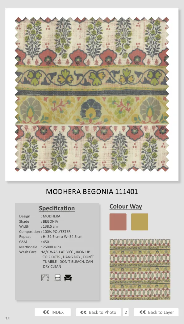 MODHERA BEGONIA 111401 Printed Fabric