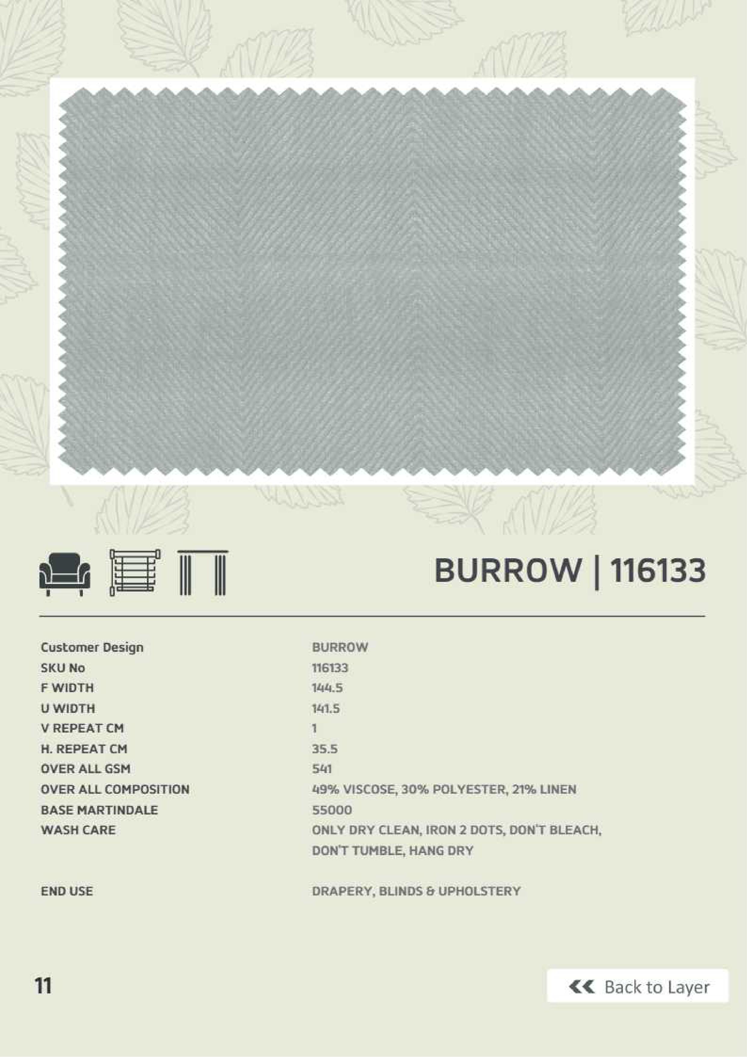 Premium Burrow Linen Fabric - Model 116133