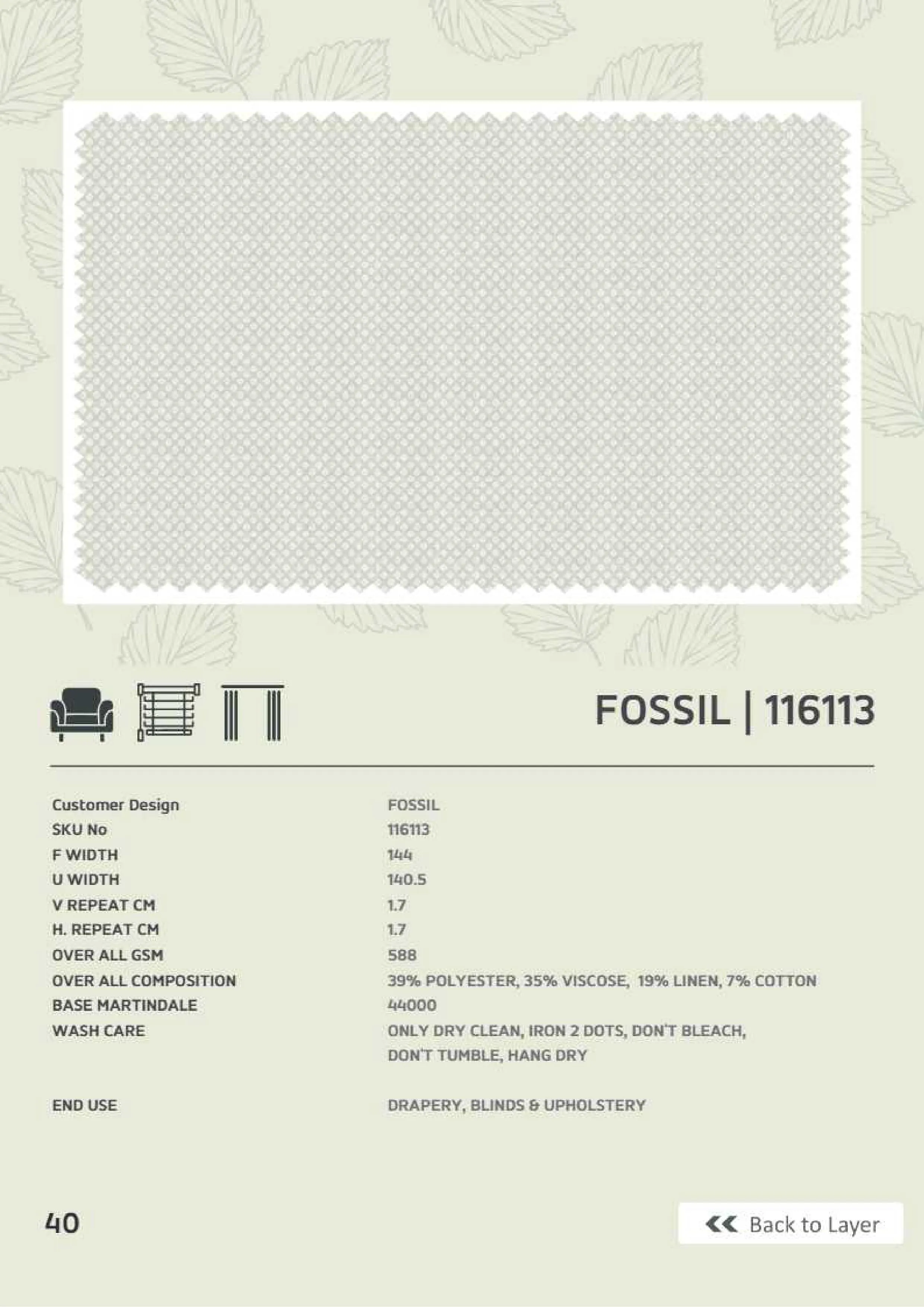 Premium Fossil 116113 Linen Fabric - Elegant & Durable