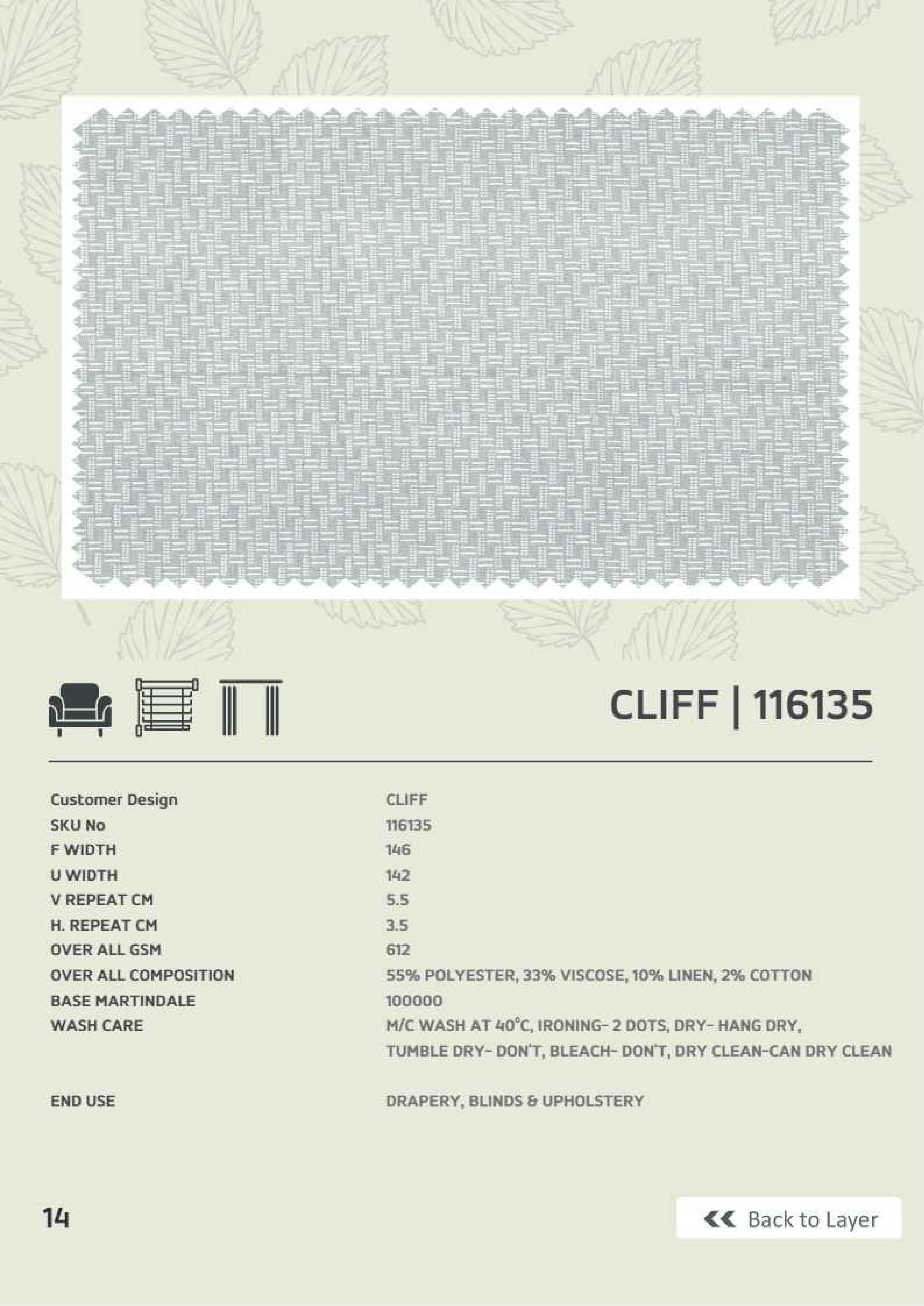 Cliff 116135 Premium Linen Fabric - Durable & Stylish