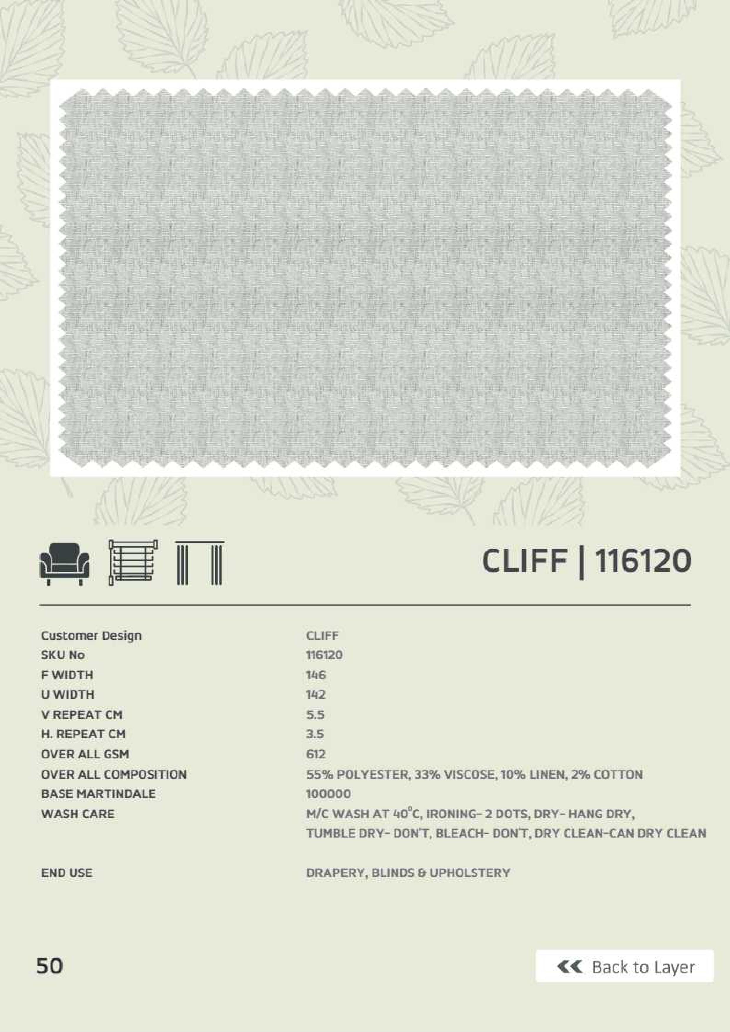 Cliff 116120 Premium Linen Fabric - Elegant & Durable