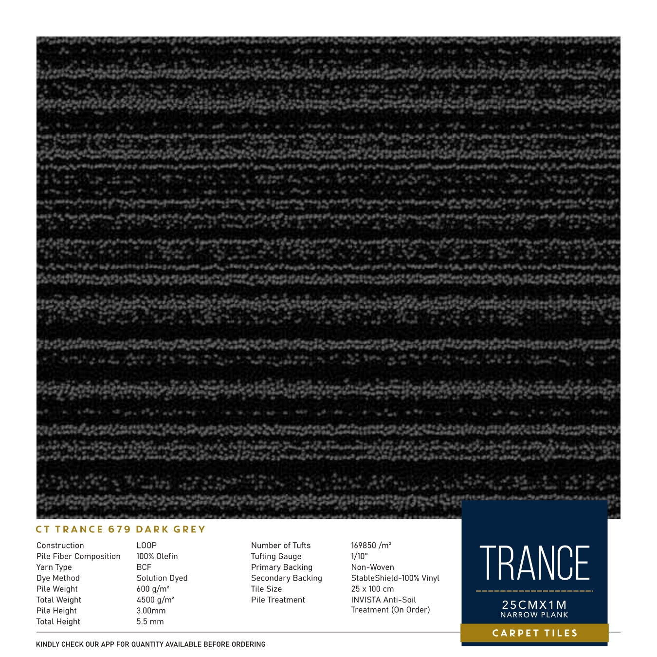 Trance 675 Dark Grey Divine Carpet Tile