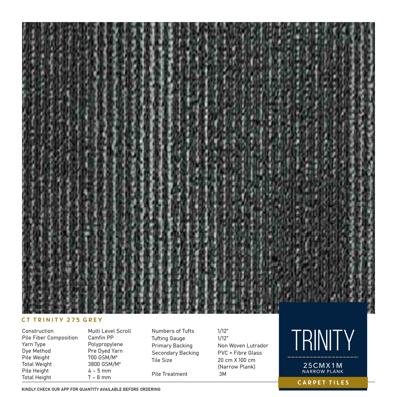 Trinity 275 Grey Divine Carpet Tile