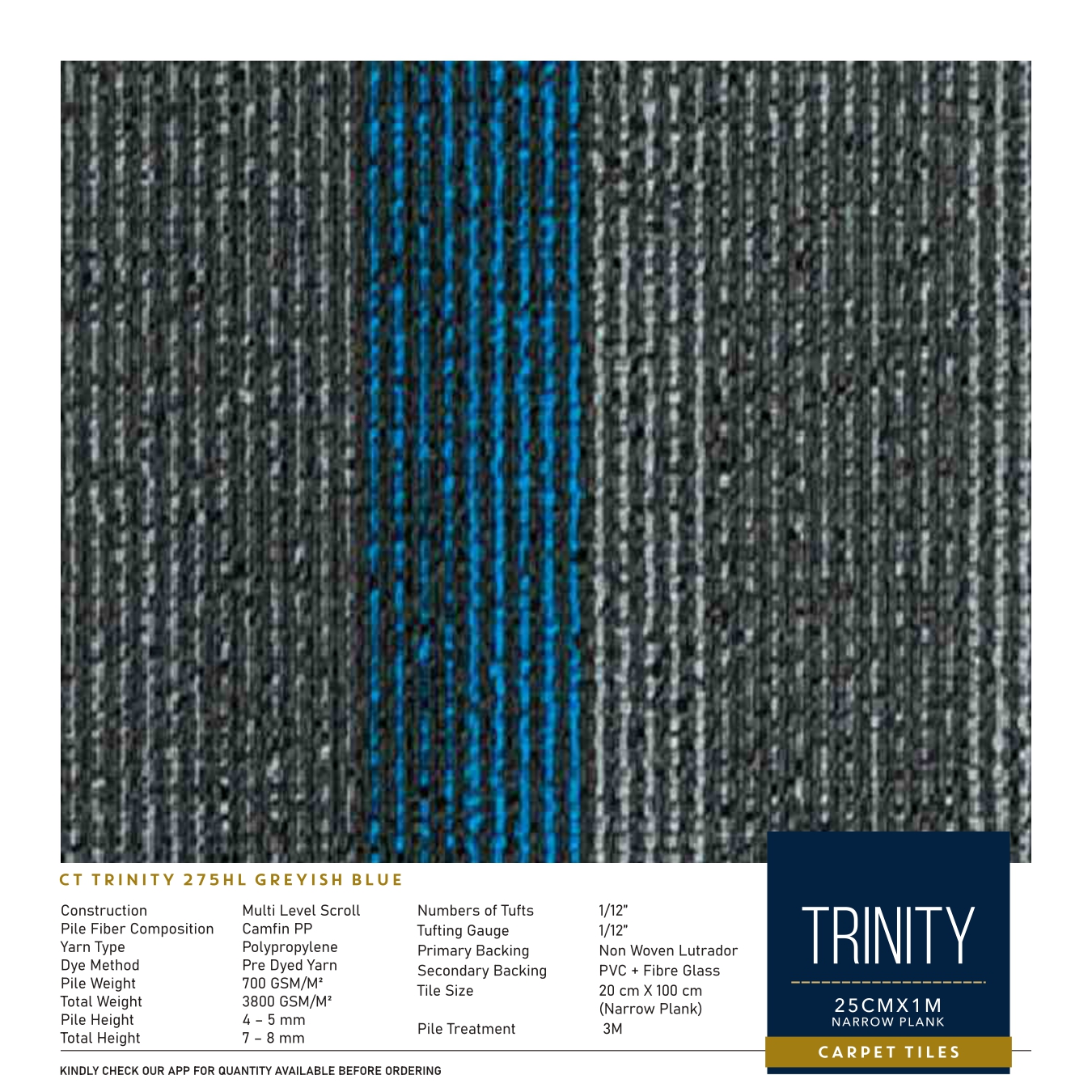 Trinity 275 HL Greyish Blue  Divine Carpet Tile