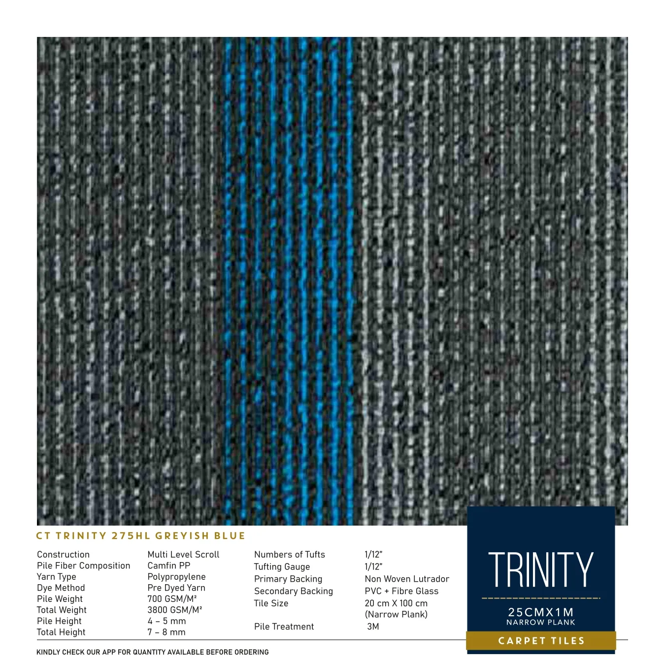 Trinity 275 HL Greyish Blue  Divine Carpet Tile