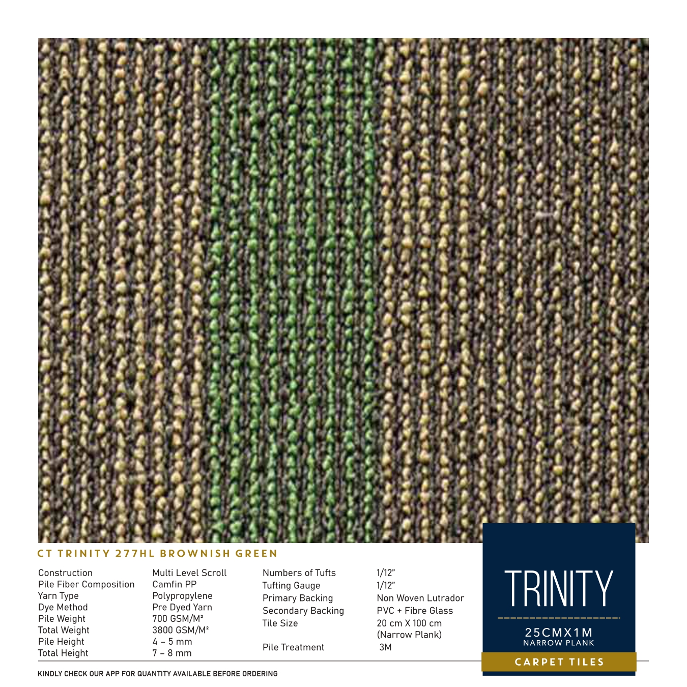 Trinity 277 HL Brownish Green Divine Carpet Tile